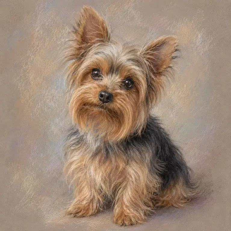 Yorkshire Terrier in pastel · Pastel · 40 × 40 cm