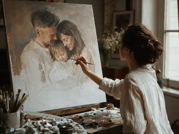 Artist painting a custom artwork by hand